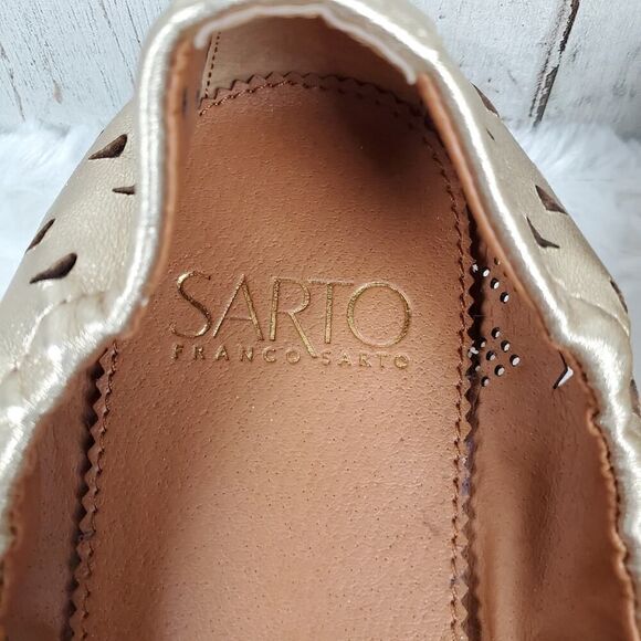 Franco Sarto Brewer Leather Ballet Flats Metallic Gold Size 6 - Picture 3 of 10